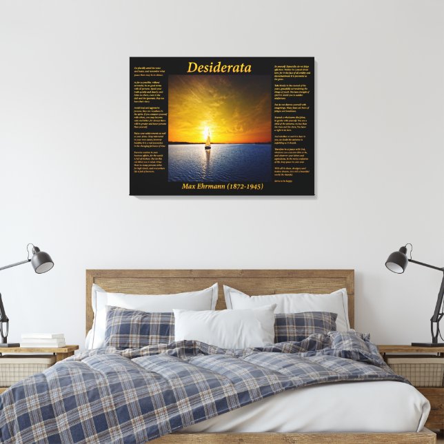  Desiderata with Sailboat at Sunset Canvas Print (Insitu(Bedroom))