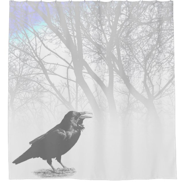 Design 12 Crow Raven Shower Curtain (Front)