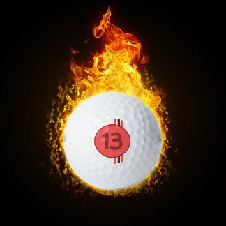 Design 13 in red on coral red with stripes golf balls