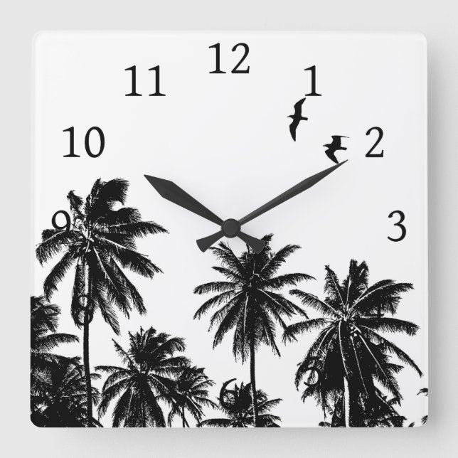 Design 27 Black White Square Wall Clock (Front)