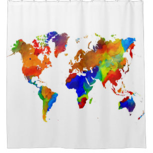 Design 33 Colourful Worldmap Shower Curtain