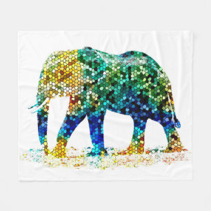 Design 36 Mosaic Elephant Fleece Blanket