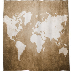 Design 56 world map shower curtain