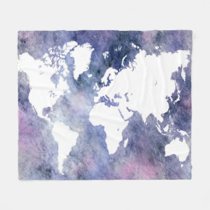 Design 65 blue world map fleece blanket