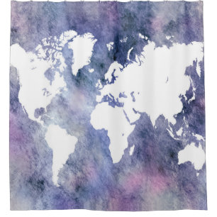 Design 65 world map shower curtain