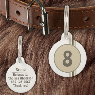 Design 8 in beige on sand with stripes pet tag