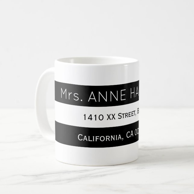 Design a Black and White Striped Coffee Mug (Front Left)