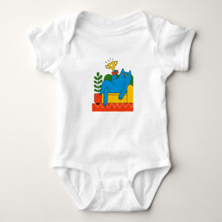 Design - Blue Cat Trophy Lounger - T-Shirt Baby Bodysuit