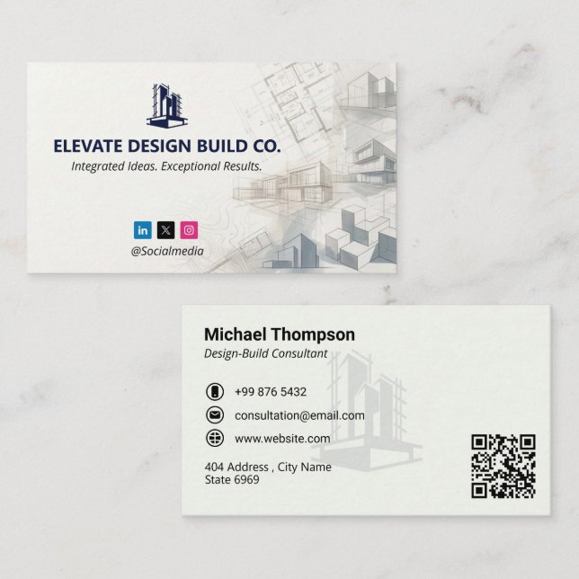 Design-Build Firms Business | White Sketch Business Card (Front/Back)