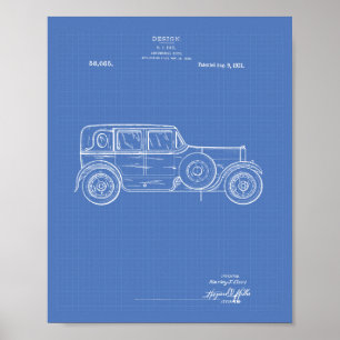 Design Car Body 1921 Patent Art - Blueprint Poster