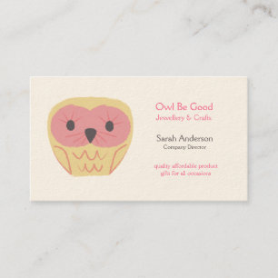 Design Cartoon Owl Shabby Chic Pink Business Card
