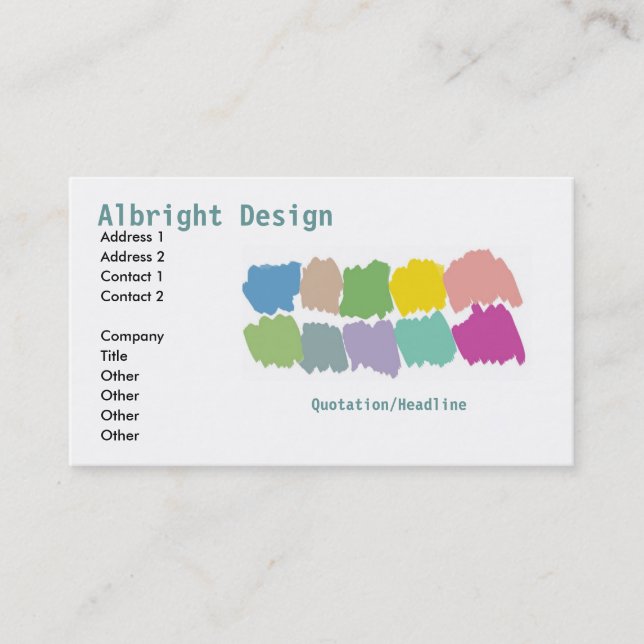 Design colour paintbrush swatches Business Business Card (Front)