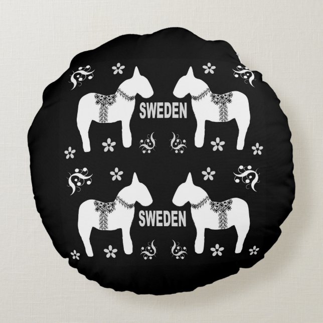 design elements of symbols of Sweden Round Cushion (Back)