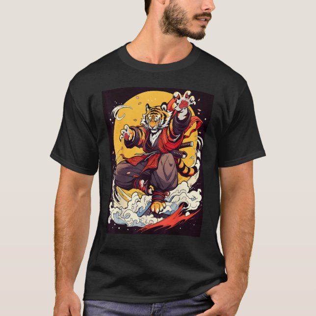Design Featuring a Majestic Tiger in the World of  T-Shirt (Front)