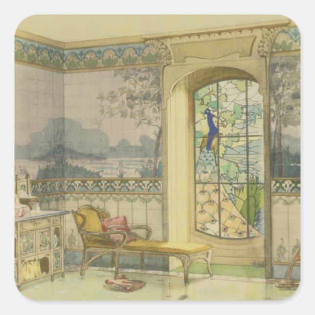Design for a Bathroom, from 'Interieurs Modernes', Square Sticker (Front)