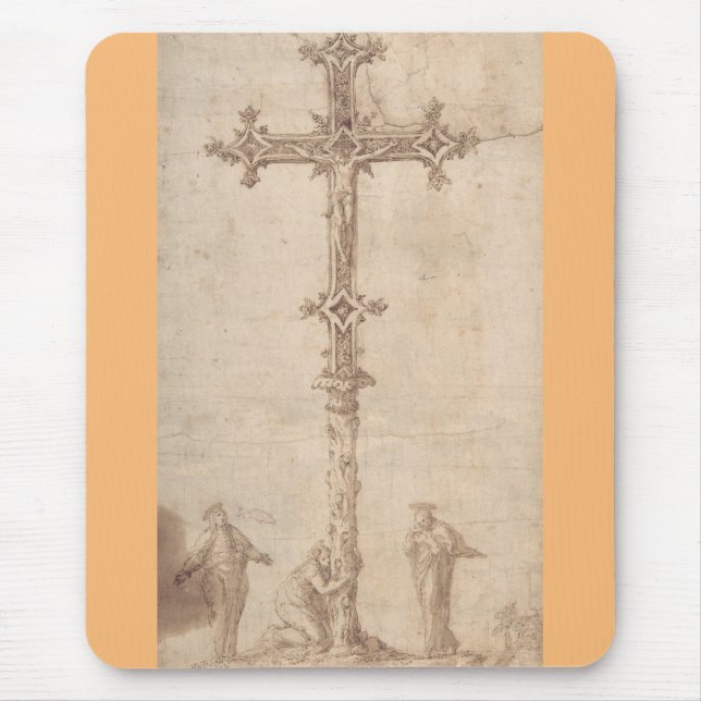 Design for a Crucifix with the Virgin Mary Mouse Mat (Front)
