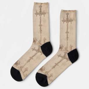 Design for a Crucifix with the Virgin Mary Socks