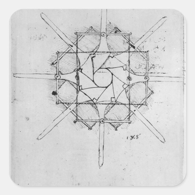 Design for a folding Capstan handle, Fol. 376v-c Square Sticker (Front)