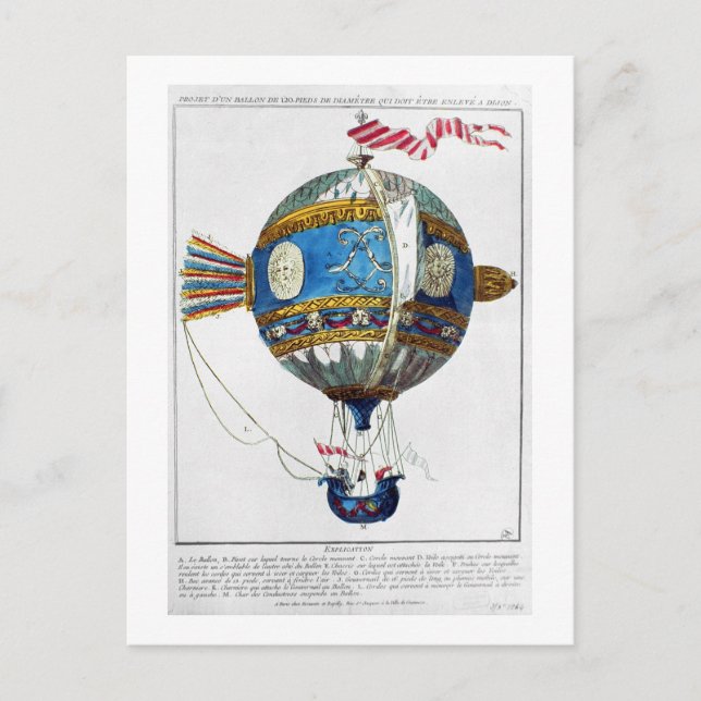 Design for a hot-air balloon with a diameter of 12 postcard (Front)