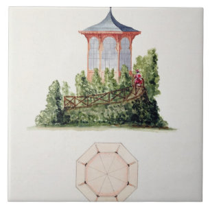 Design for a pavilion in simplified oriental style tile