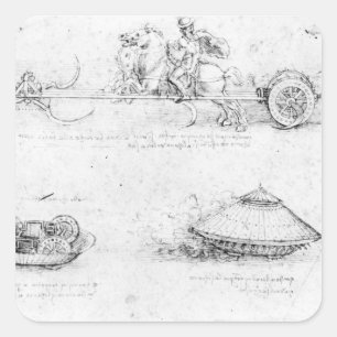 Design for a scythed chariot and armoured car square sticker