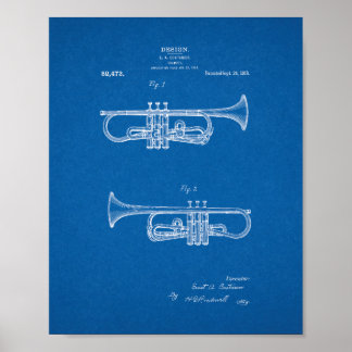 Design For A Trumpet Patent - Blueprint Poster