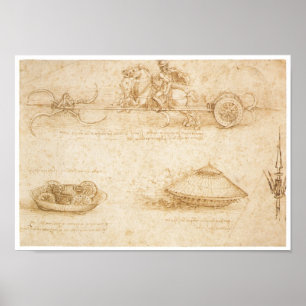 Design for an Armoured car, Leonardo da Vinci Poster