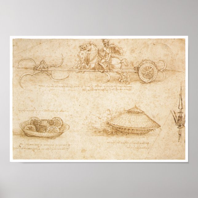 Design for an Armoured car, Leonardo da Vinci Poster (Front)