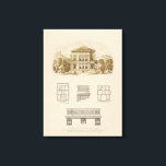 Design for an Estate with Interior Plans Canvas Print<br><div class="desc">An attractive drawing of architectural designs for an estate,  complete with plans for the interior. If you are thinking of building your own home these designs may intrigue you. Purchase a copy today!</div>