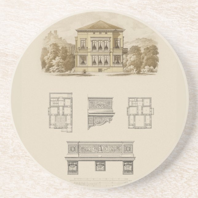 Design for an Estate with Interior Plans Coaster (Front)