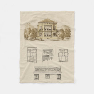 Design for an Estate with Interior Plans Fleece Blanket