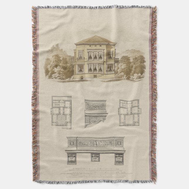 Design for an Estate with Interior Plans Throw Blanket (Front Vertical)
