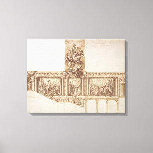 Design for Ceiling Walls and Staircase (pen, brown Canvas Print