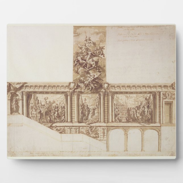 Design for Ceiling Walls and Staircase (pen, brown Plaque (Front)