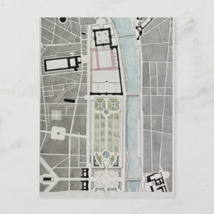Design for joining the Tuileries to the Louvre Postcard