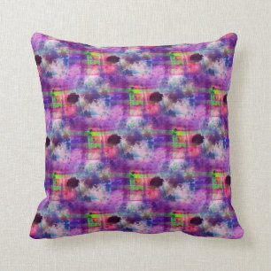 Design green, purple texture watercolor cushion