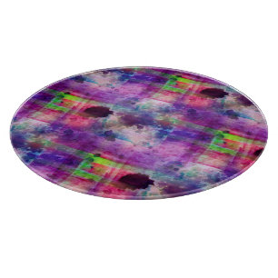 Design green, purple texture watercolor cutting board