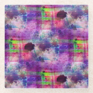 Design green, purple texture watercolor glass coaster
