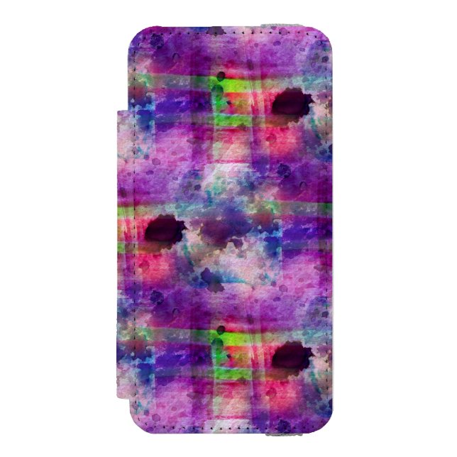 Design green, purple texture watercolor incipio iPhone wallet case (Folio Front)