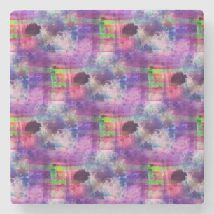 Design green, purple texture watercolor stone coaster