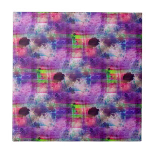 Design green, purple texture watercolor tile