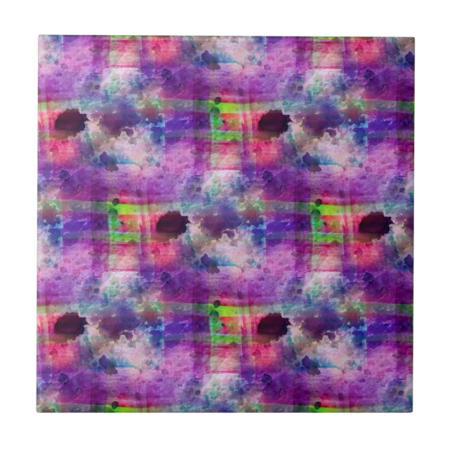 Design green, purple texture watercolor tile (Front)