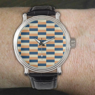 Design in three colors (blue, yellow, terracotta) watch