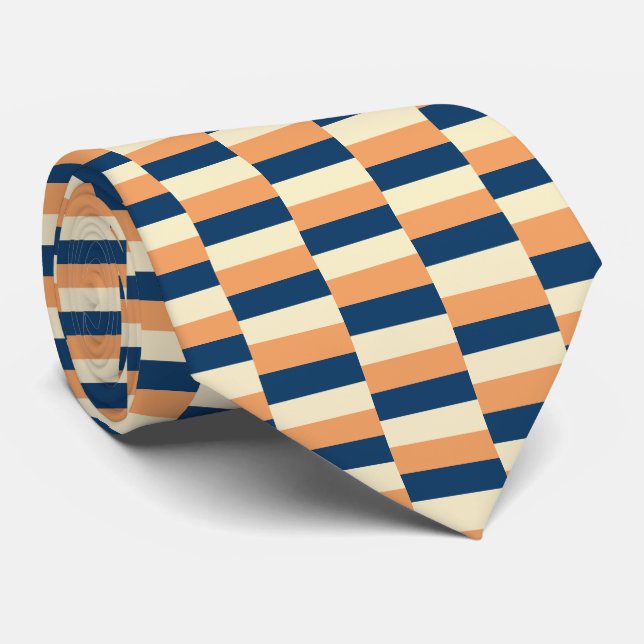 Design in three colours (blue, yellow, terracotta) tie (Rolled)