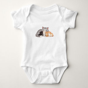 Design - Kitten Family Cuddle Portrait - T-Shirt  Baby Bodysuit
