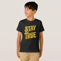 Design Motivating 'Stay True' in Textured Gold