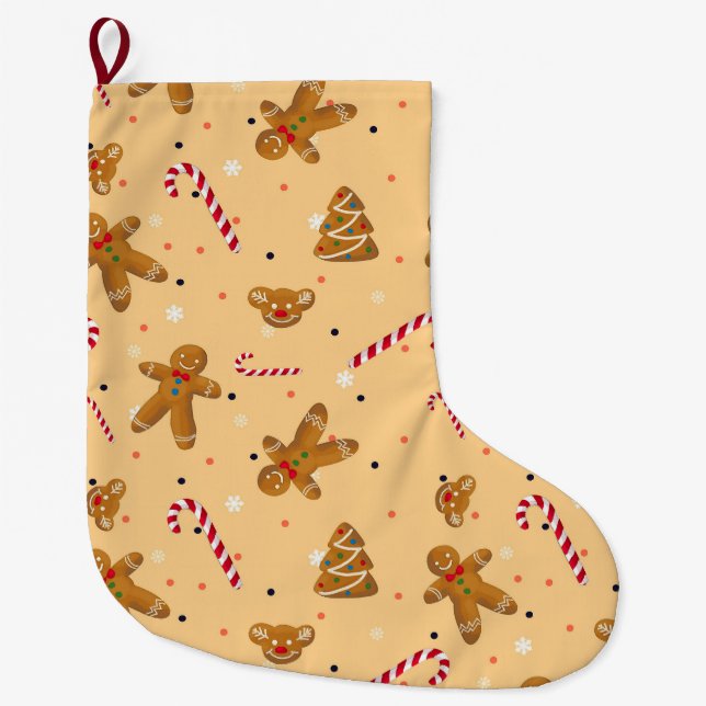 Design of Christmas cookies Large Christmas Stocking (Front)
