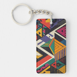 Design of triangles in vibrant colours with patter key ring