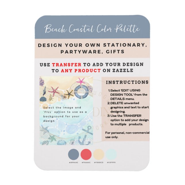 Design Own Beach Coastal Nautical Magnet (Vertical)