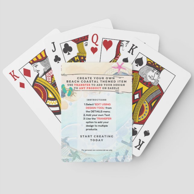 Design Own Beach Coastal Nautical Playing Cards (Back)